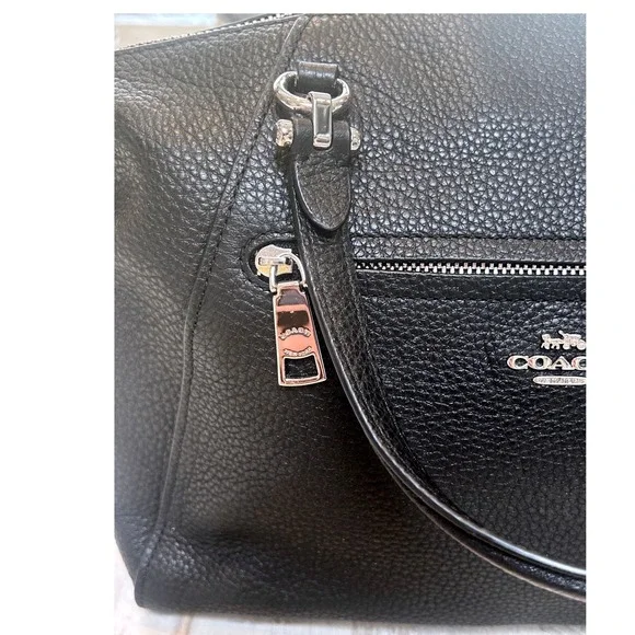 Coach Prairie Satchel Black Pebble Leather Crossbody Bag 58874 - Picture 6 of 12